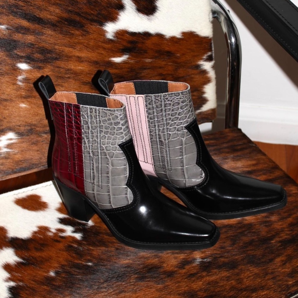 Ganni Multicolor Western Booties 39
